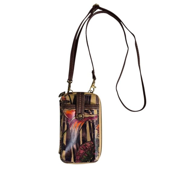 Sakroots Floral Print Mini Crossbody Bag Smartphone Carrier Wallet - Picture 2 of 8